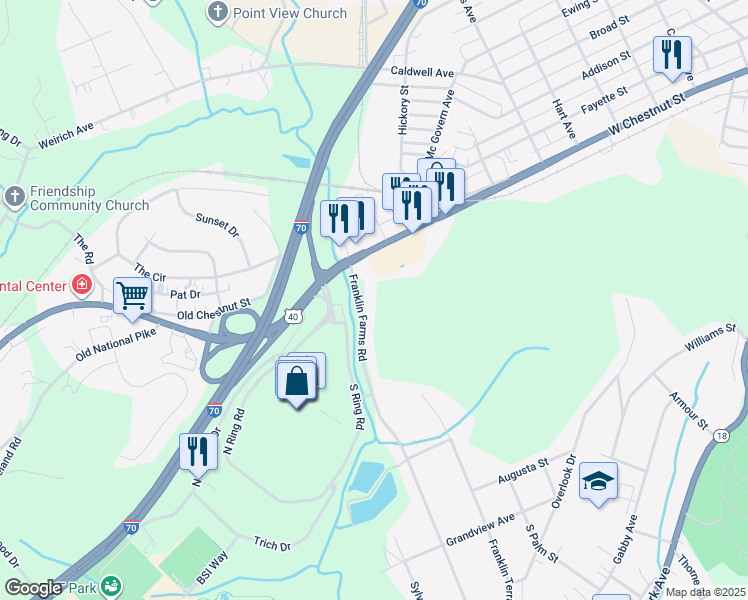 map of restaurants, bars, coffee shops, grocery stores, and more near 1370 W Chestnut St in Washington