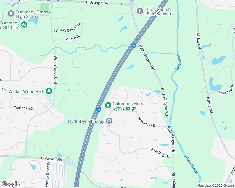 map of restaurants, bars, coffee shops, grocery stores, and more near 3563 Evelynton Avenue in Lewis Center
