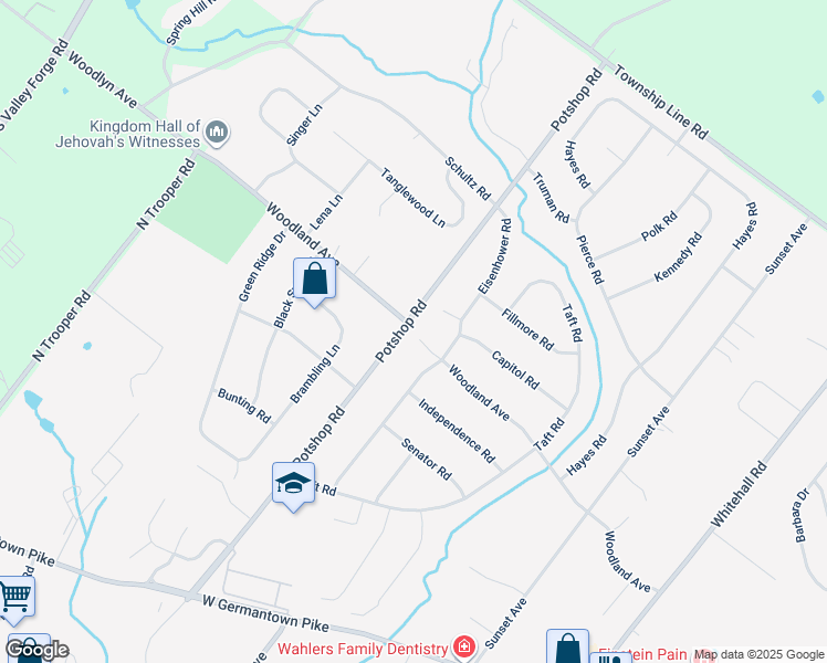 map of restaurants, bars, coffee shops, grocery stores, and more near 930 Woodland Avenue in Eagleville