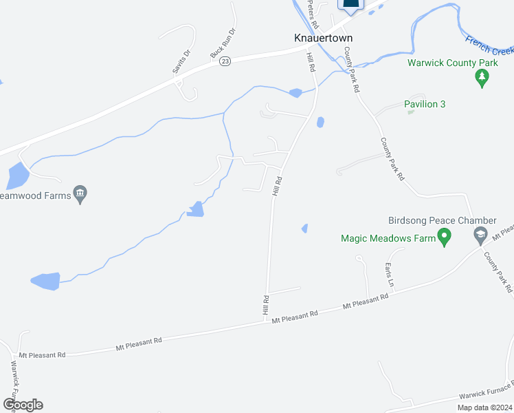 map of restaurants, bars, coffee shops, grocery stores, and more near 217 Hill Road in Elverson