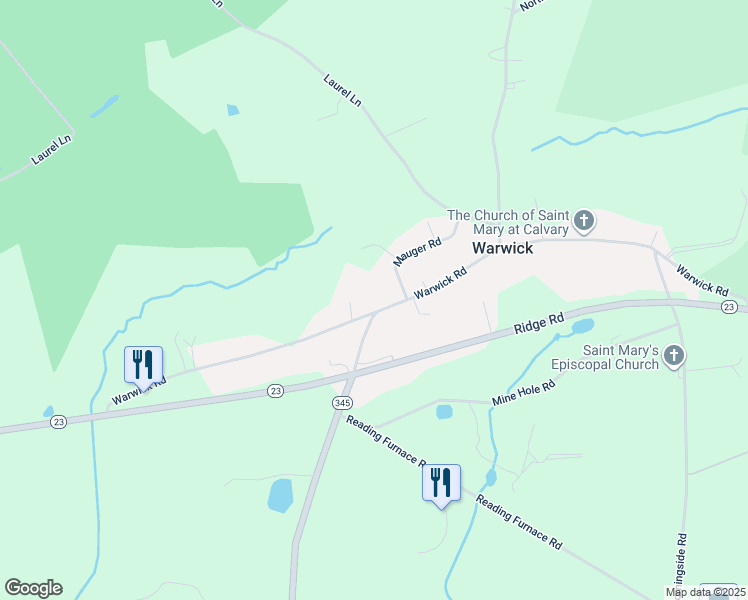 map of restaurants, bars, coffee shops, grocery stores, and more near 255 Warwick Rd in Elverson