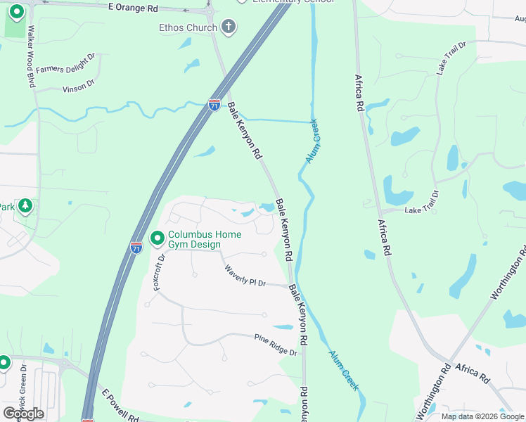 map of restaurants, bars, coffee shops, grocery stores, and more near 7265 Kendal Lane in Lewis Center