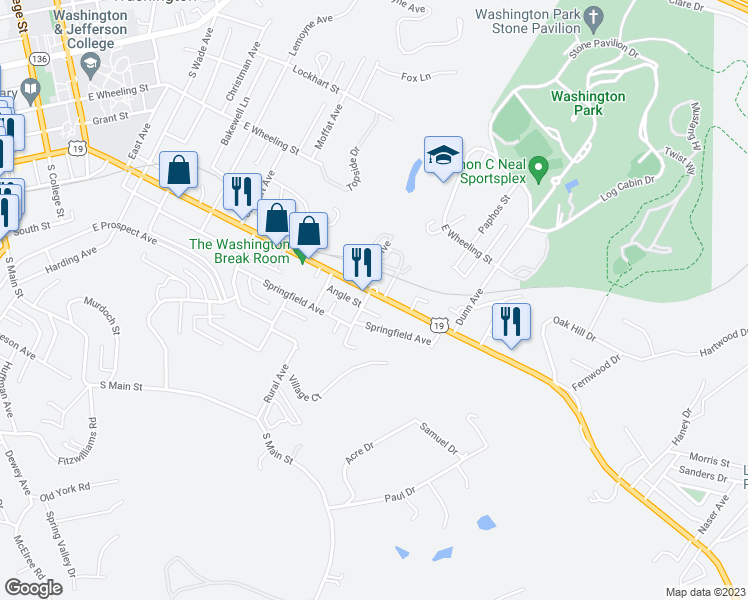 map of restaurants, bars, coffee shops, grocery stores, and more near 714 East Maiden Street in Washington