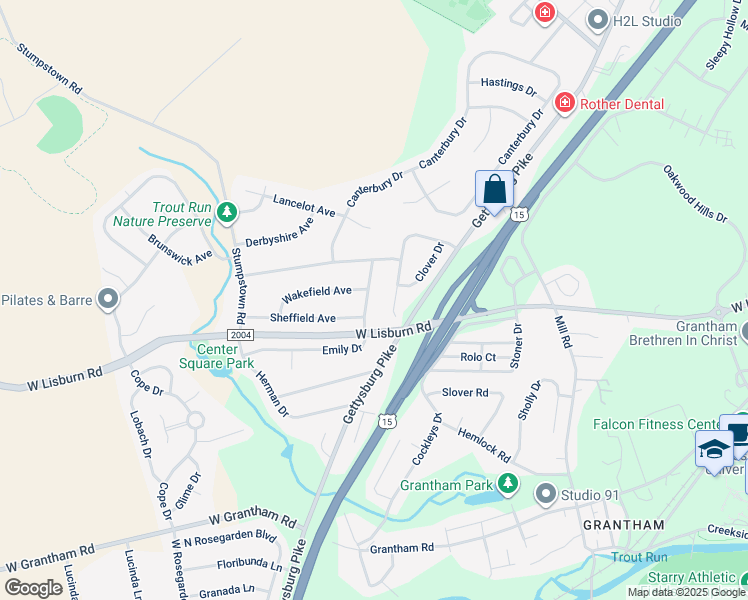 map of restaurants, bars, coffee shops, grocery stores, and more near 893 Emily Drive in Mechanicsburg