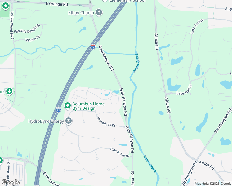 map of restaurants, bars, coffee shops, grocery stores, and more near 7265 Kendal Lane in Lewis Center