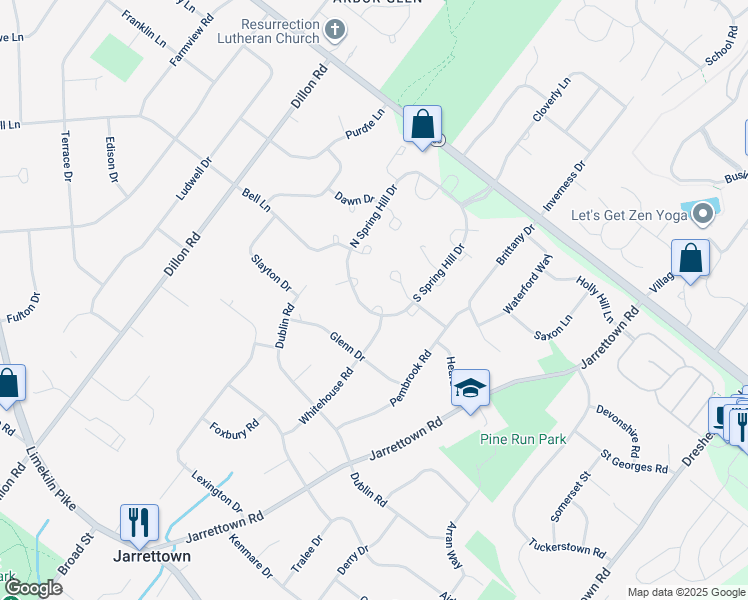 map of restaurants, bars, coffee shops, grocery stores, and more near 1706 Smedley Court in Ambler