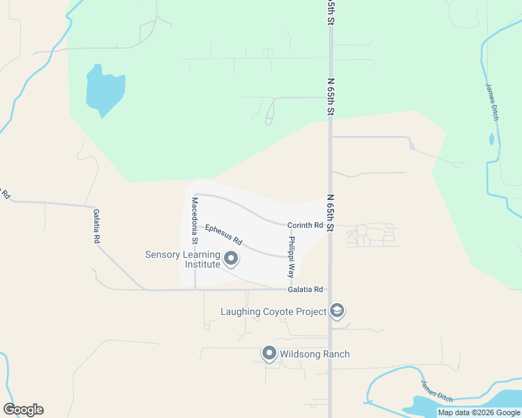 map of restaurants, bars, coffee shops, grocery stores, and more near 6323 Corinth Road in Longmont