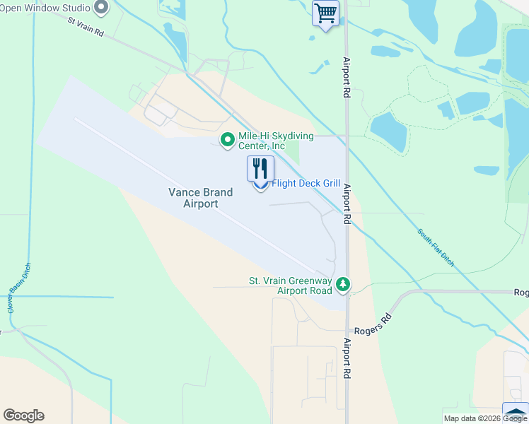 map of restaurants, bars, coffee shops, grocery stores, and more near 229 Airport Road in Longmont