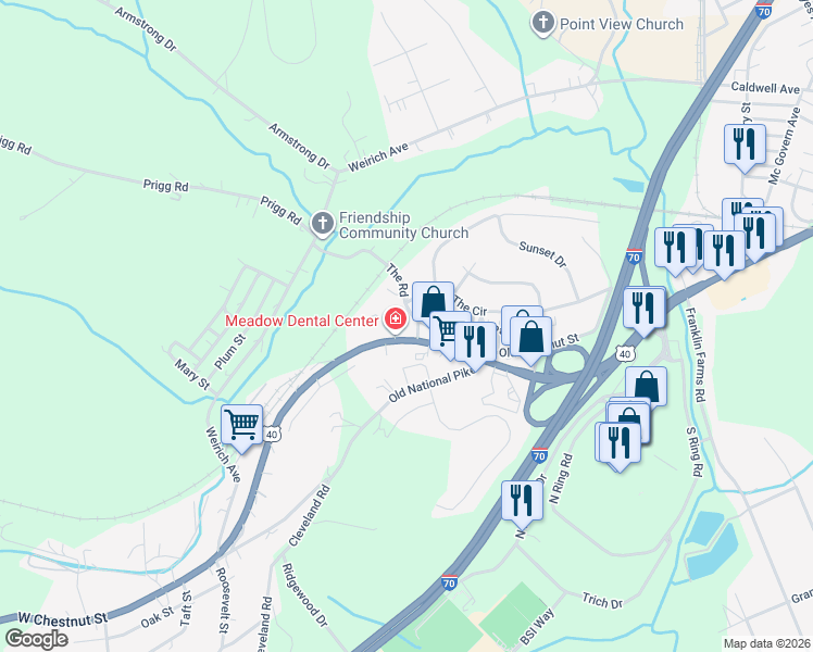 map of restaurants, bars, coffee shops, grocery stores, and more near 1981 The Road in Washington