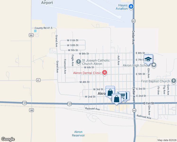 map of restaurants, bars, coffee shops, grocery stores, and more near 550 Custer Ave in Akron