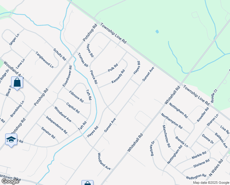 map of restaurants, bars, coffee shops, grocery stores, and more near 3209 Hayes Road in Norristown