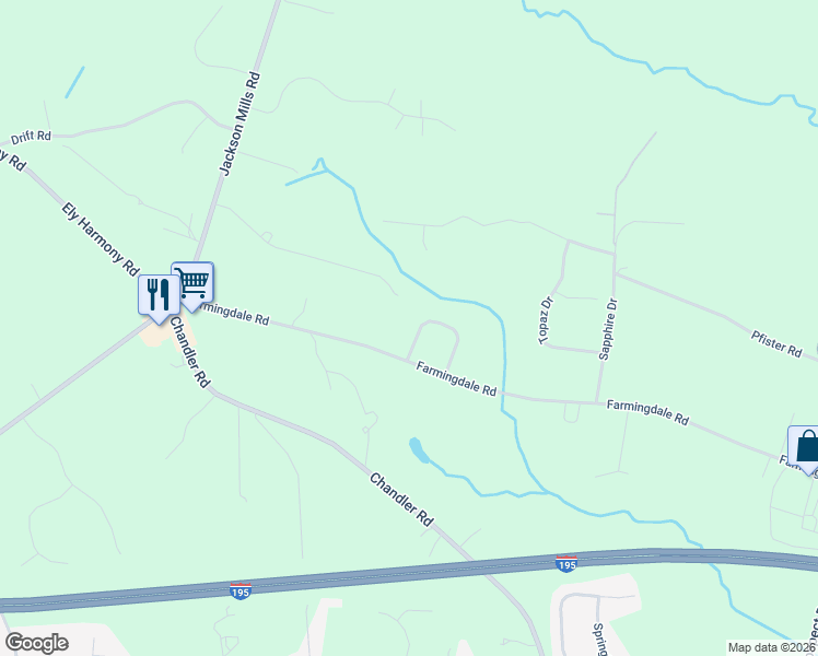 map of restaurants, bars, coffee shops, grocery stores, and more near 14 Serendipity Drive in Jackson Township