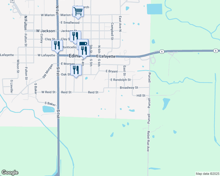 map of restaurants, bars, coffee shops, grocery stores, and more near 806 Broadway Street in Edina
