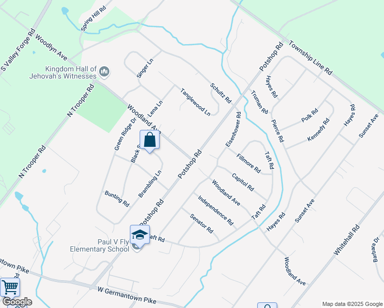 map of restaurants, bars, coffee shops, grocery stores, and more near 3101 Potshop Road in Eagleville