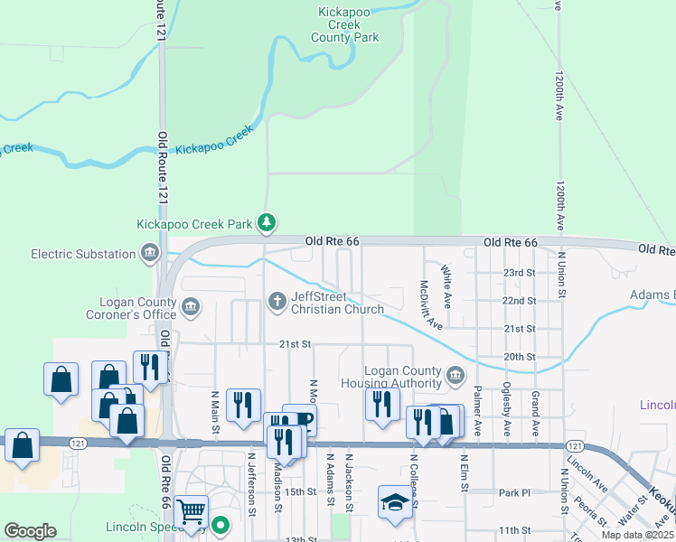 map of restaurants, bars, coffee shops, grocery stores, and more near in Lincoln