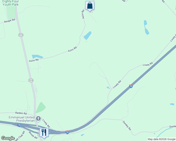 map of restaurants, bars, coffee shops, grocery stores, and more near in Eighty Four