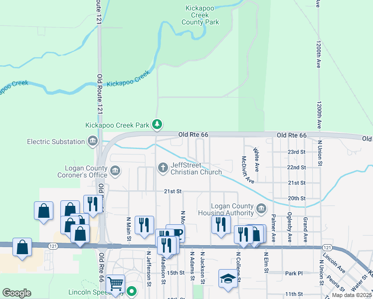 map of restaurants, bars, coffee shops, grocery stores, and more near in Lincoln