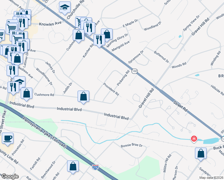 map of restaurants, bars, coffee shops, grocery stores, and more near 1353 Provident Road in Southampton