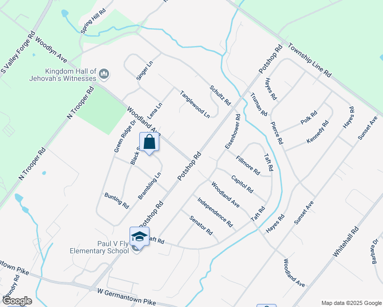 map of restaurants, bars, coffee shops, grocery stores, and more near 3101 Potshop Road in Eagleville