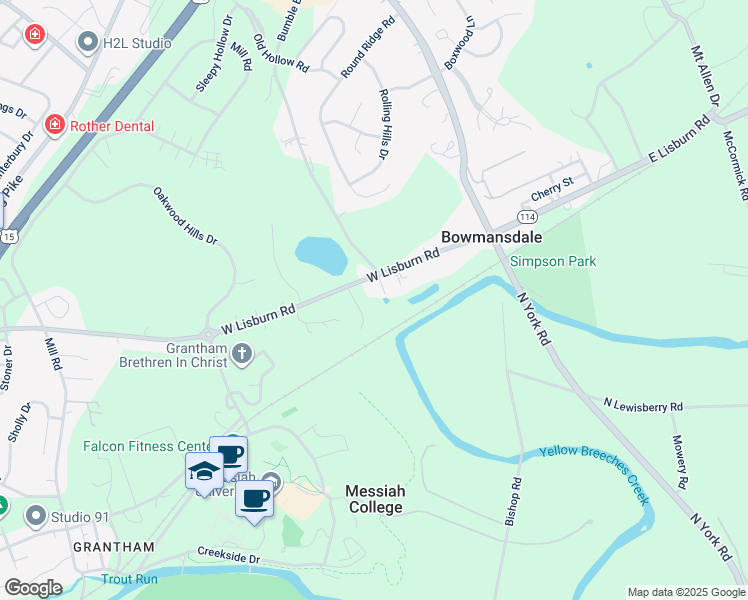 map of restaurants, bars, coffee shops, grocery stores, and more near 207 West Lisburn Road in Mechanicsburg