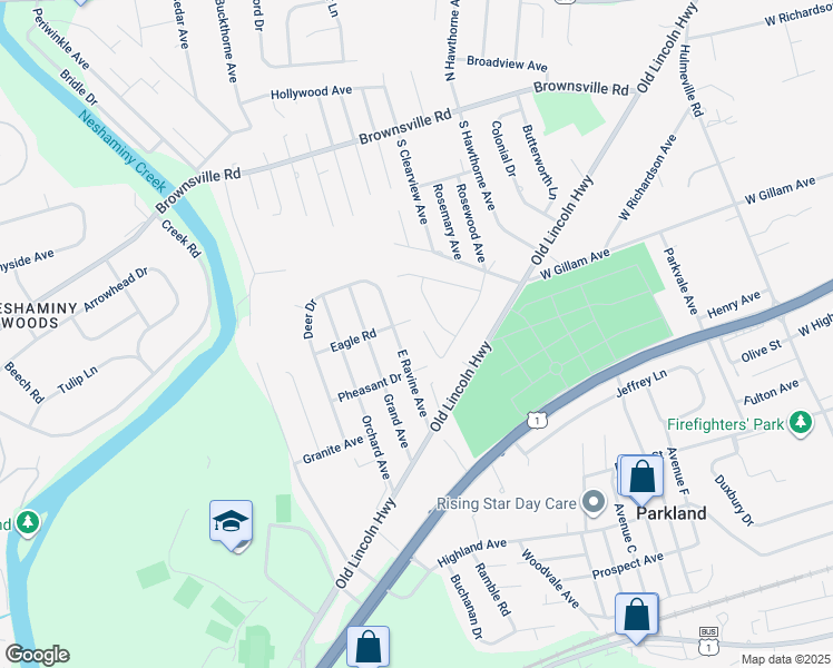 map of restaurants, bars, coffee shops, grocery stores, and more near 418 Arch Street in Langhorne
