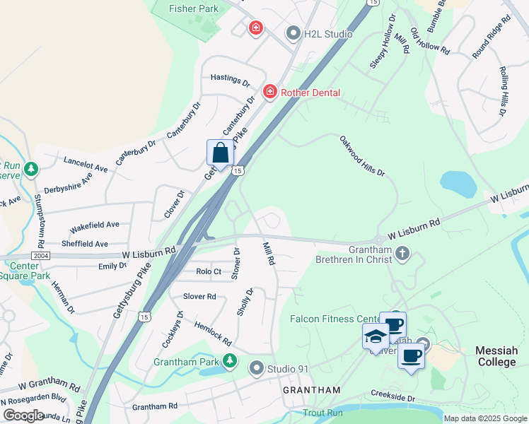 map of restaurants, bars, coffee shops, grocery stores, and more near 606 Colonial View Road in Mechanicsburg