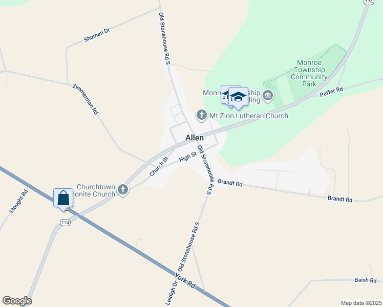 map of restaurants, bars, coffee shops, grocery stores, and more near 1284 High Street in Boiling Springs