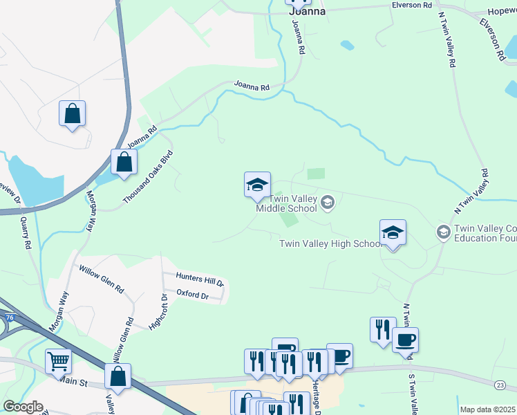 map of restaurants, bars, coffee shops, grocery stores, and more near 770 Clymer Hill Road in Elverson