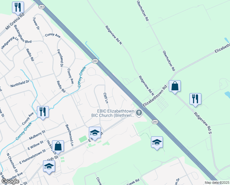 map of restaurants, bars, coffee shops, grocery stores, and more near 137 Sherfield Court in Elizabethtown