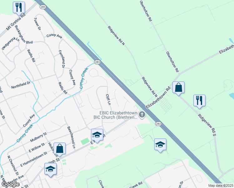 map of restaurants, bars, coffee shops, grocery stores, and more near 137 Sherfield Court in Elizabethtown