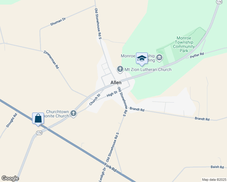 map of restaurants, bars, coffee shops, grocery stores, and more near 1284 High Street in Boiling Springs