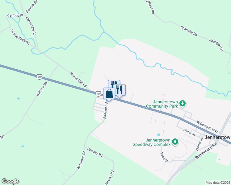 map of restaurants, bars, coffee shops, grocery stores, and more near 1310 West Pitt Street in Boswell