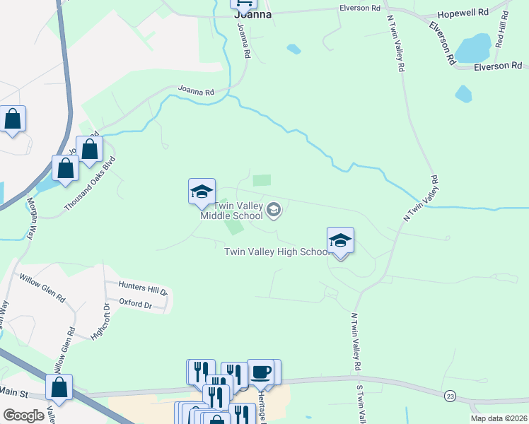 map of restaurants, bars, coffee shops, grocery stores, and more near 770 Clymer Hill Road in Elverson