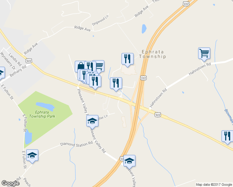 map of restaurants, bars, coffee shops, grocery stores, and more near 888 East Main Street in Ephrata