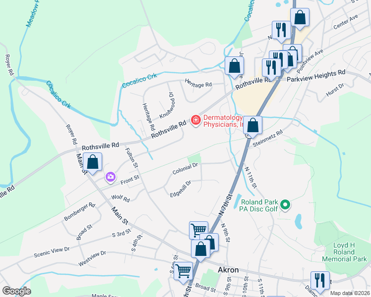 map of restaurants, bars, coffee shops, grocery stores, and more near 241 Miller Road in Akron