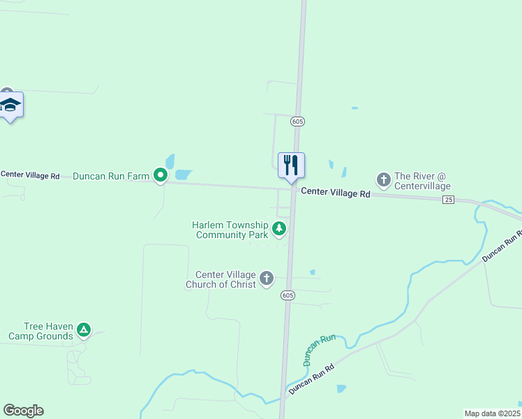 map of restaurants, bars, coffee shops, grocery stores, and more near 13240 Center Village Road in Galena