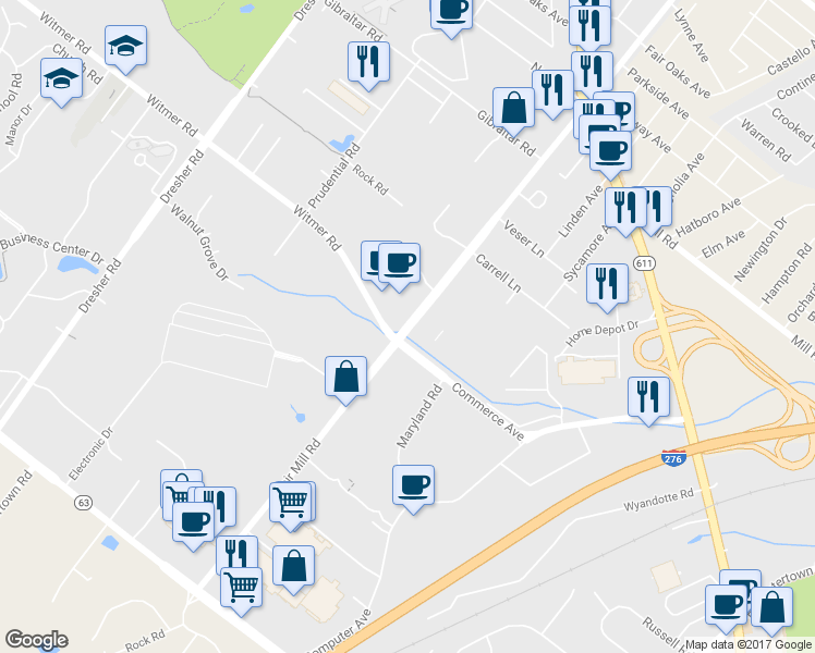 map of restaurants, bars, coffee shops, grocery stores, and more near 668 State Route 2026 in Willow Grove