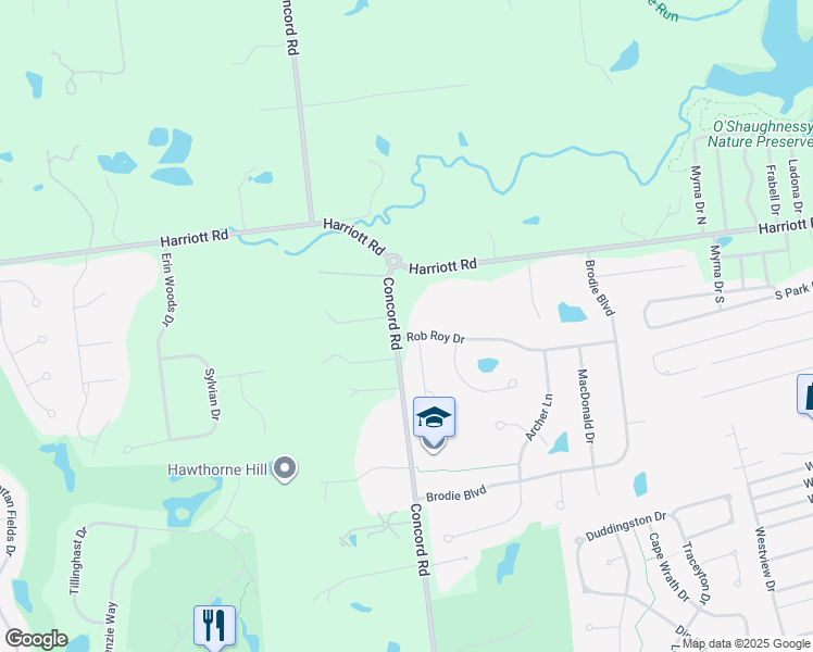 map of restaurants, bars, coffee shops, grocery stores, and more near 9747 County Road 129 in Dublin