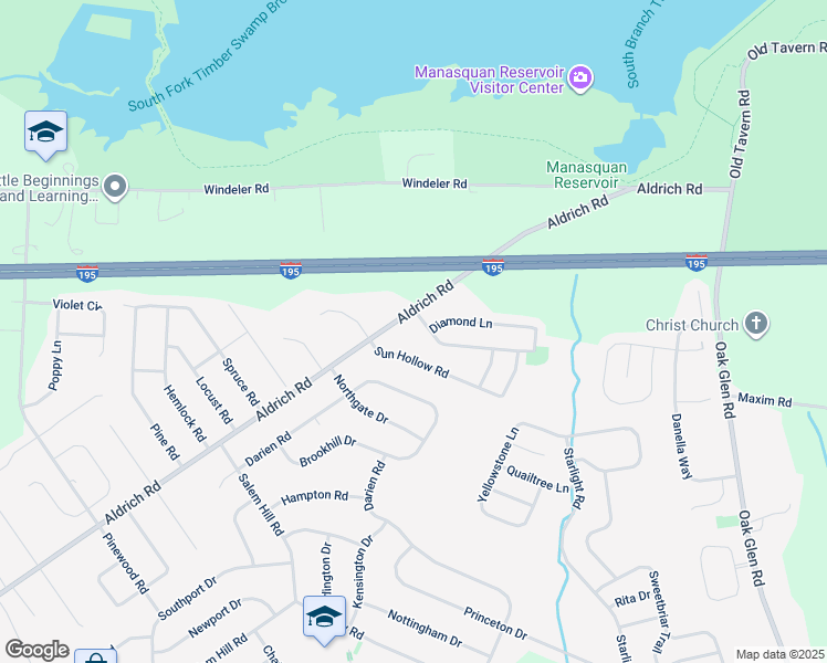 map of restaurants, bars, coffee shops, grocery stores, and more near 3 Diamond Lane in Howell Township