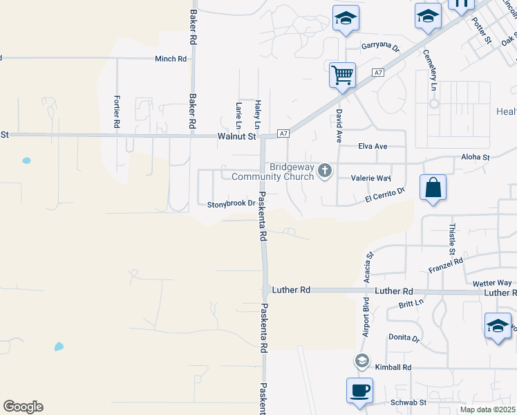 map of restaurants, bars, coffee shops, grocery stores, and more near 2005 Stonybrook Drive in Red Bluff