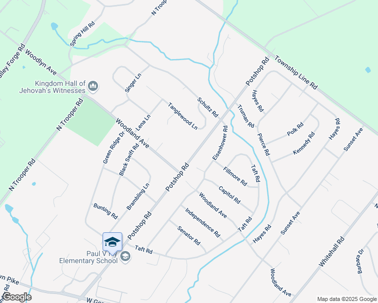 map of restaurants, bars, coffee shops, grocery stores, and more near 3105 Potshop Road in Eagleville