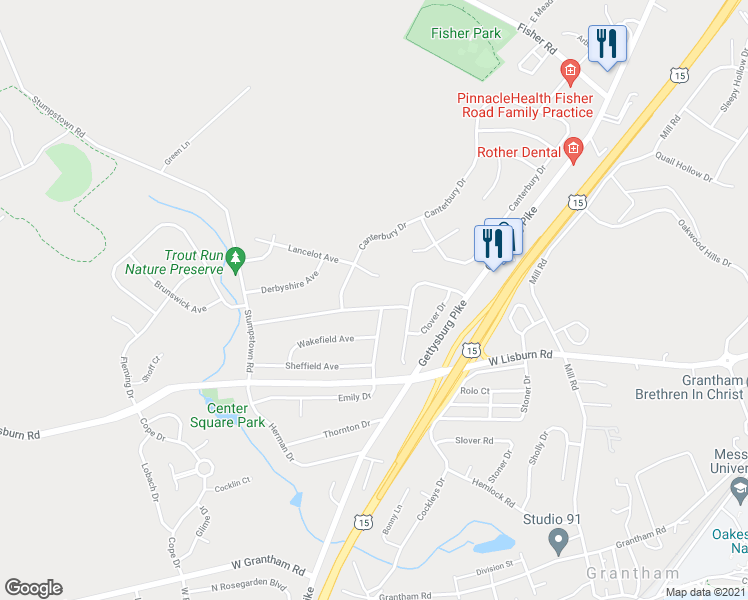 map of restaurants, bars, coffee shops, grocery stores, and more near 892 Hawthorne Avenue in Mechanicsburg