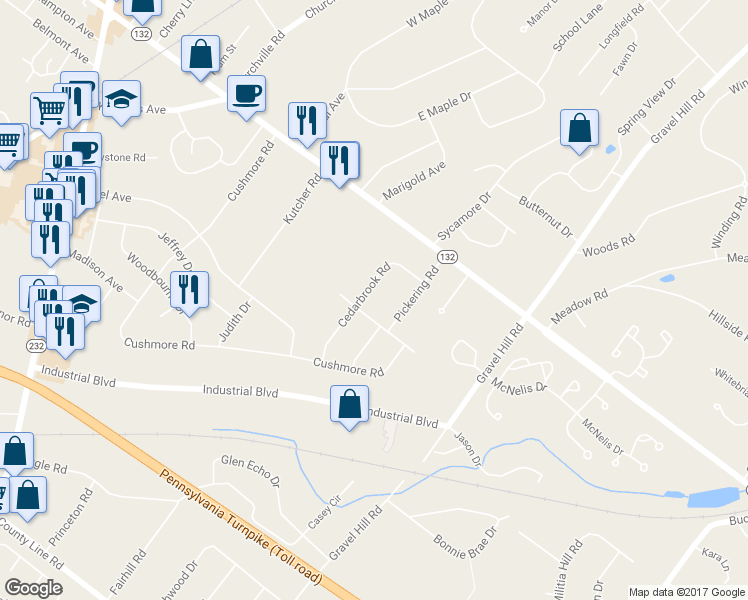 map of restaurants, bars, coffee shops, grocery stores, and more near 613 Cedarbrook Road in Southampton