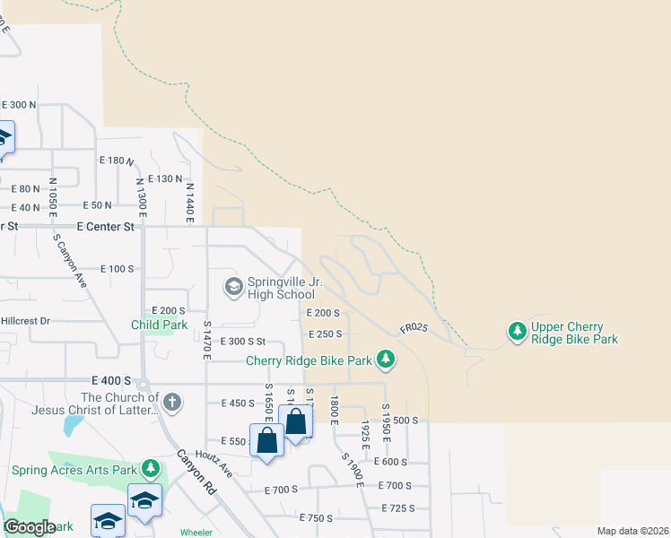map of restaurants, bars, coffee shops, grocery stores, and more near 1770 Spring Oaks Drive in Springville
