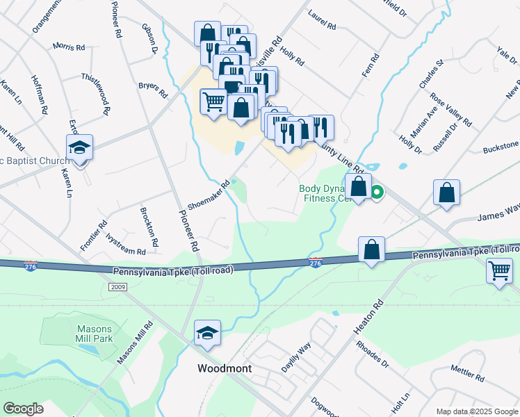map of restaurants, bars, coffee shops, grocery stores, and more near 2066 Jason Drive in Montgomery County