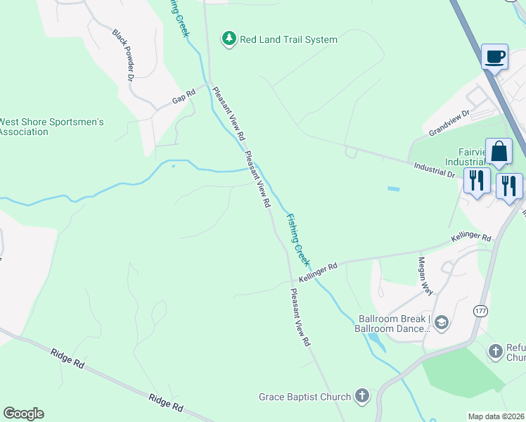 map of restaurants, bars, coffee shops, grocery stores, and more near 635 Pleasant View Road in Lewisberry