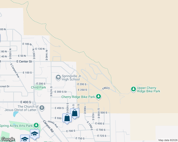 map of restaurants, bars, coffee shops, grocery stores, and more near 1770 Spring Oaks Drive in Springville