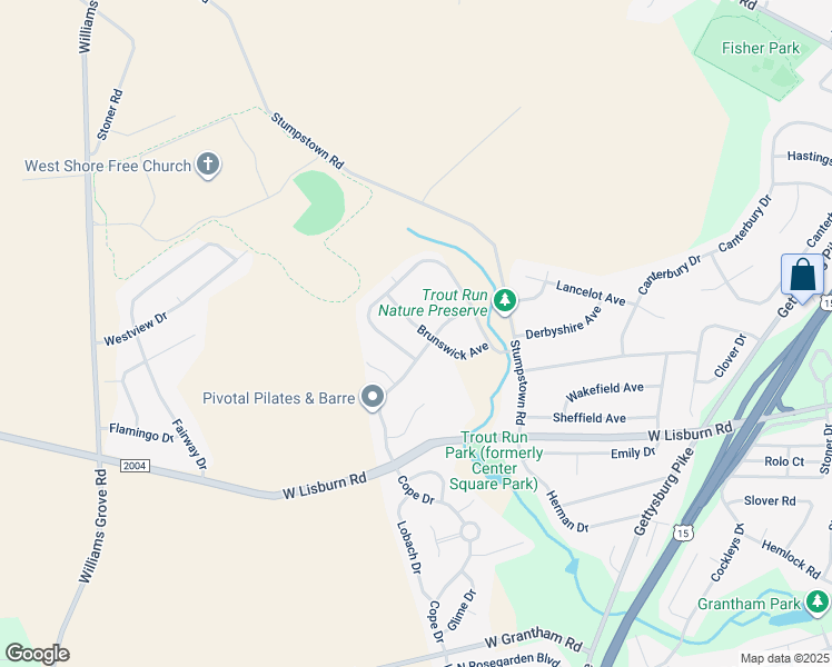map of restaurants, bars, coffee shops, grocery stores, and more near 2196 Brunswick Avenue in Mechanicsburg