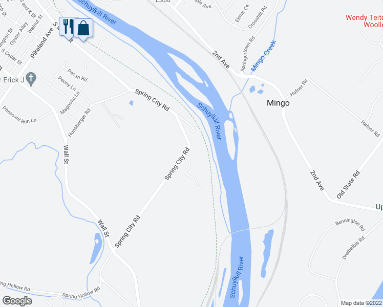 map of restaurants, bars, coffee shops, grocery stores, and more near 835 Spring City Road in Phoenixville