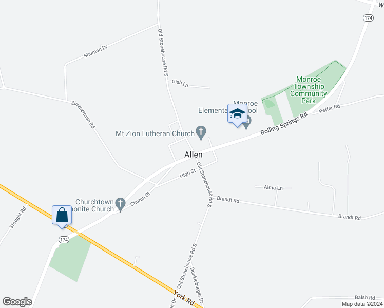 map of restaurants, bars, coffee shops, grocery stores, and more near 334 Old Stonehouse Road South in Mechanicsburg